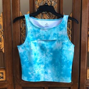 Decree Watercolor Sleeveless Crop Cutout Blouse